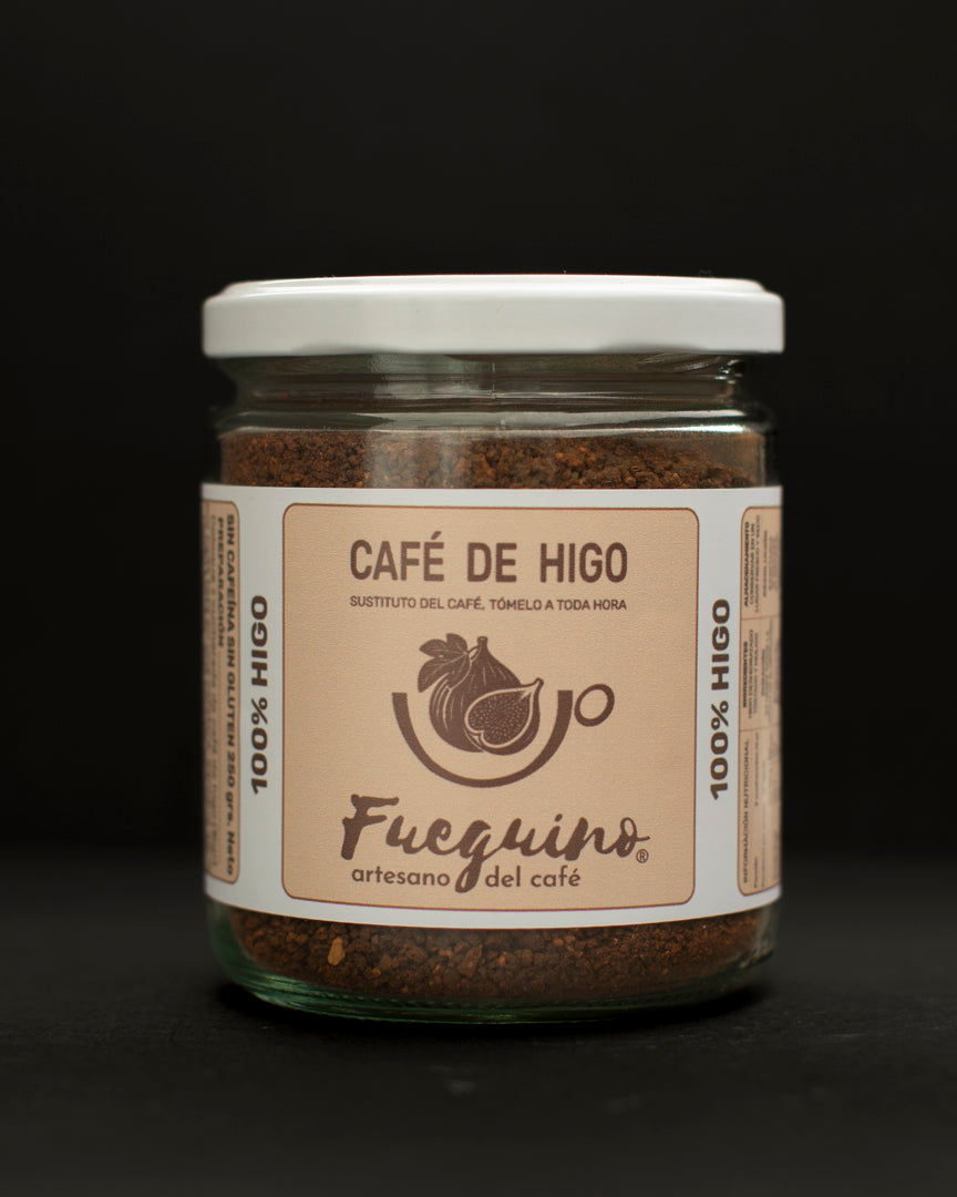 Fueguino, café de higos black mission en polvo. Hecho 100%a con higos deshidratados molidos y tostados.